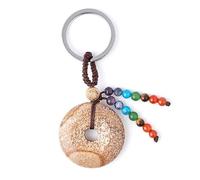 Porte-Clés En Pierre De Cristal - Pierres Naturelles Abricot Porte-Clés Yoga Donut Pendentif Porte-Clés Cristal Gemstone Points Pendentif Porte-Clés Pour Femmes Hommes Sac Accessoires De Décor
