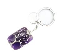 Porte-Clés En Pierre De Tigre Améthyste, Porte-Clés En Pierres Précieuses, Porte-Clés En Pierres Précieuses Carrées En Cristal Naturel, Porte-Clés, Porte-Clés De Voiture, Sac À Main, Sac À