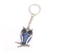 Porte-clés en Pierre Naturelle Mignon Animal Hibou Oeil de Tigre Pierre Opale Cristal Pendentif Porte-clés Porte-Carte Moto Sac à Dos Accessoires Bijoux, Lapis, Taille Unique