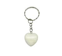 Porte-Clés En Pierre Précieuse En Cristal En Forme De Cœur, Porte-Clés En Pierre Blanche Naturelle, Porte-Clés En Cristaux Reiki Pour L'Amitié Femmes Hommes Filles Vélos, Blanc, 20 Mm