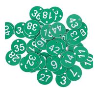 Porte-clés en plastique numérotés, Étiquettes numérotées en plastique 1-100 paquet de 100 multicolores rondes 3,5 cm(Green)