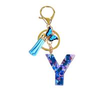 Porte-clés en résine avec initiale en forme de lettre de l'alphabet - Pour les voyages d'affaires, l'école, les et les adultes, Y, Siehe Beschreibung