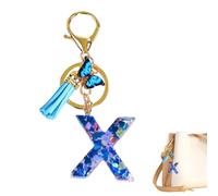 Porte-clés en résine époxy avec pendentif en forme de lettre initiale, décoration de sac à dos pour enfants et adultes, organiseur de clés pour voyages d'affaires, école, x, Refer to description