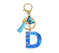 Porte-clés en résine époxy avec pendentif en forme de lettre initiale, décoration de sac à dos pour enfants et adultes, organiseur de clés pour voyages d'affaires, école, D, Refer to description