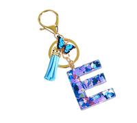 Porte-clés en résine époxy avec pendentif en forme de lettre initiale, décoration de sac à dos pour et adultes, organiseur de clés pour voyages d'affaires, école, E, Refer to description