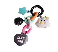 Porte-clés en résine fait à la main avec pendentif en forme de cœur, nuages, étoiles, cloches et lune, pour femme, Noir , taille unique