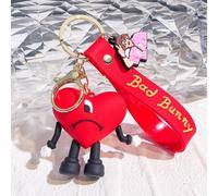 Porte-Clés En Silicone Bad Bunny Pour Hommes Et Femmes,Porte-Clés Coeur Rouge,Accessoires De Sac À Dos,Pendentif De Voiture,Bijoux,Cadeau - Type Red Bad Bunny
