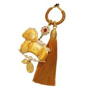 Porte-clés en tissu année 2026 avec pompons, Golden yellow | Porte-clés sur le thème de l ' année du zodiaque chinois, comprenant des glands tissés à la main et une construction