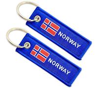 Porte-clés en tissu Dragonne robuste en coton et polyester aux couleurs des drapeaux nationaux Pour voitures, motos et sacs Broderie double face Cadeau durable (NORVÈGE, 2 pièces)