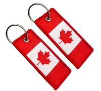 Porte-clés en tissu résistant Mélange coton-polyester Motifs de drapeaux nationaux Pour voitures et motos Broderie recto-verso Cadeau pour hommes et femmes Grande durabilité