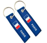 Porte-clés en tissu résistant Mélange coton-polyester Motifs de drapeaux nationaux Pour voitures et motos Broderie recto-verso Cadeau pour hommes et femmes Étiquette pour sac