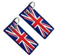 Porte-clés en tissu résistant Mélange coton-polyester Motifs de drapeaux nationaux Pour voitures et motos Broderie recto-verso Cadeau pour hommes et femmes Grande durabilité