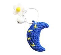 Porte-clés en tricot - Pendentif en laine crocheté fait à la main | Porte-clés esthétique étoile lune soleil | pendentif de sac avec phrase Look Alive pour femme, accessoire quotidien style