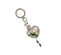 Porte-clés en verre à thème marin avec pendentif cœur en verre avec algues et poissons détaillés pour un usage quotidien Étoile Tassels Porte-clés Accessoires, Green Seaweed, taille unique