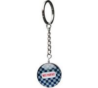 Porte clés en verre effet 3D - mec parfait - chaine nickel - D 10 cm G