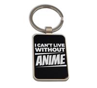 Porte-clés en verre noir avec inscription « I Can't Live Without Anime Funny Lover Otaku »