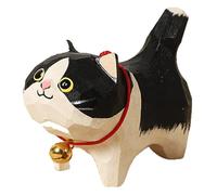 Porte-clés épais chat orange, Figurine de chat de vache en bois - Décoration unique, S