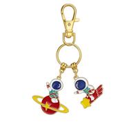Porte-Clés Espace, Porte stronaute Breloque de Sac pour Femmes | Cadeaux de Porte Cool avec Fermoir Doré, Planète Rouge, Skateboard Étoilé pour Amateurs d'Espace & Fans de Sci-Fi