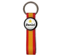 Porte-clés Espagne personnalisé avec nom. Porte-clés en textile avec drapeau. Cadeau personnalisé. Espagne. Différents modèles. SOCCER ESPAGNE