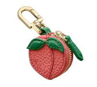 Porte-clés esthétique en forme de fruit - Breloque de sac Preppy avec fermeture éclair, mini pochette mignonne fraise ou poire pour décoration de sac à dos, porte-monnaie cadeau pour adolescentes et