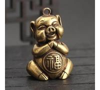 Porte-clés esthétique rétro en cuivre pour cochon du zodiaque pour maisons élégantes (cochon bénédiction)