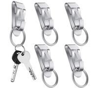 porte-clés et ceinture, 5 Pièces Porte-clés en Acier Inoxydable pour Clés, Sifflet, Briquet et Couteau Suisse, Détachable, Peut Être Accroché à la Ceinture (Argent)