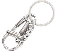 TROIKA Porte-clés et mousqueton avec fonction ressort - Tire-fils en acier inoxydable 316 - Fabriqué à la main à partir d'un fil - Argenté, tons argentés, 8 x 3 x 1,4 cm