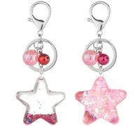 Porte-clés étoile à Cinq Branches en Acrylique, Cloche avec Liquide en Mouvement, sables mouvants, Mode, Mignon, Pendentif de Sac, Cadeau