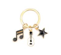 Porte-Clés étoile De Musique, Notes De Musique Et Guitare Assorties En Noir Et Blanc, Petit Cadeau Pour Maman, Fils, Fille, Collègue, Cadeau Pour Les Mélomanes