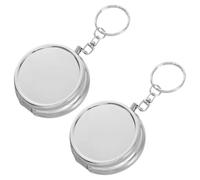 Porte-clés Étui à Pilules de Voyage Mini Argenté 2pcs en Alliage