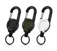 Porte-clés extensible 3 pièces Bande de clés extensible Carte d'identité JoJo Porte-clés rétractable avec câble en fil d'acier de 60cm, Porte badges rétractable avec mousqueton (Noir+Vert+Blanc)