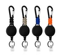 Porte-clés extensible, 4 pièces de cordon extensible, Porte-clés rétractable Carte d'identité yoyo avec câble en acier de 60cm, Porte-carte d'identité extensible avec mousqueton