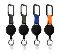 Porte-clés extensible, 4 pièces de cordon extensible, Porte-clés rétractable Carte d'identité yoyo avec câble en acier de 60cm, Porte-carte d'identité extensible avec mousqueton