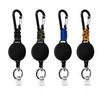 Porte-clés extensible, 4 pièces de cordon extensible, Porte-clés rétractable Carte d'identité yoyo avec câble en acier de 60cm, Porte-carte d'identité extensible avec mousqueton