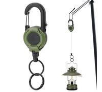 Porte-clés extensible à haute capacité de charge - Avec mousqueton - Avec câble en acier robuste - Pour hommes, femmes, extérieur, camping, randonnée, voyage, Vert armée (avec aspiration magnétique