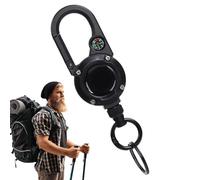 Porte-clés Extensible - Acier Abs 15X4,2Cm 120G | rétractable Porte-Badge Boussole Clip Anneau | Randonnée en Plein air Camping pêche Chasse équipement Accessoire Outil Utilitaire Portable