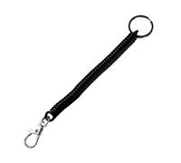 Porte-clés extensible en spirale, multicolore, bobine élastique rétractable, lanière porte-clés à ressort anti-perte pour clés, portefeuille, téléphone (noir)