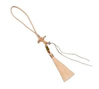 Porte-clés fait à la main en forme de nœud chinois traditionnel avec pompon en polyester - Accessoires de téléphone tressés, フリーサイズ