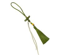 Porte-clés fait à la main en forme de nœud chinois traditionnel avec pompon en polyester - Accessoires de téléphone tressés, フリーサイズ