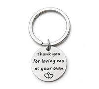 Porte-clés familial en acier inoxydable pour beau-père - Porte-clés « Thank you for loving me as your own », robuste et économique, taille moyenne