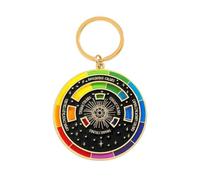 Porte-clés fantaisie en forme de roue de couleur, palette rotative multicolore avec boussole en métal, pendentif en forme de boussole, Noir , M
