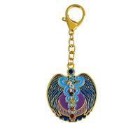 Porte-clés Feng Shui 7 chakras Force de vie Keycgain avec diamants bleus ailés, bleu, 12.5*5.2*6.2cm