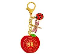 Porte-clés Feng Shui Harmony Fruit avec coccinelle et libellule rouge, Rouge, 13*4.5*5cm
