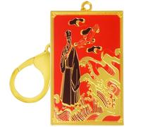 Porte-clés Feng Shui Scholar With Eagle Wealth Porsperity Success Good Luck Amulette Art chinois Nouvel An Cadeau de Noël W5482, Rouge, 5.11*1.57inch