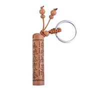 Porte-clés fengshui en bois de pêcher avec motifs bouddhistes des dix-huit Luohan - Bracelet Mxsabrina rouge SKU : L1075