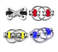 Porte-Clés Fidpy Chaîne Flippy Fidget,4 Pack Flippy Chain Fidget Décompression Jouet Réducteur de Stress Jouet pour Enfants et Adultes Ajouter ADHD anxiété et Autisme.
