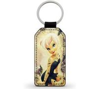 Porte-Clés Fifrelin Noir en Simili Cuir La Fee Clochette Tinkerbell Peter Pan Disney Tattoo Tatouages Punk Noir G