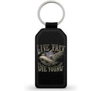 Porte-Clés Fifrelin Noir en Simili Cuir Live Fast Die Young Mario Kart 8 Deluxe Switch Noir G