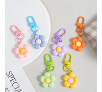 Porte-clés floral coloré, pendentif floral fait main, accessoire mode pour sac, décoration femme, cadeau idéal. Porte-clés thème plante de bande dessinée avec agrafe, pendentif de porte-clés floral dé