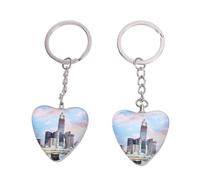 Porte - Clés Forme Cœur, Cadre Acrylique Double Face, 2 Pièces - Design Élégant, Anneau Acier Inoxydable Solide, Cadeau Souvenir Polyvalent